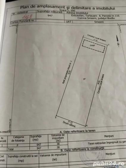 Teren de 947 mp, în Smeeni