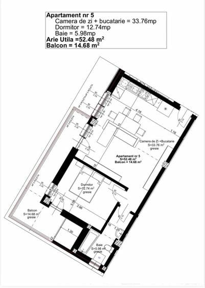 Apartament cu 2 camere semidecomandat în Iosia