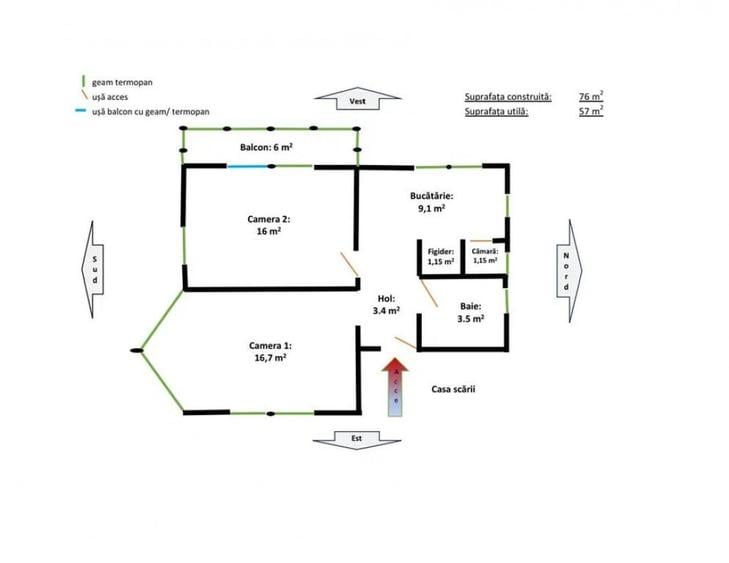 Apartament 2 camere, 51 mp in vila Zona pod IRA Cluj - 7