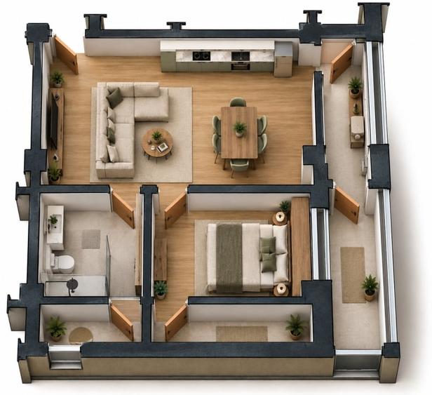 Apartament cu 2 camere decomandat în Preajba