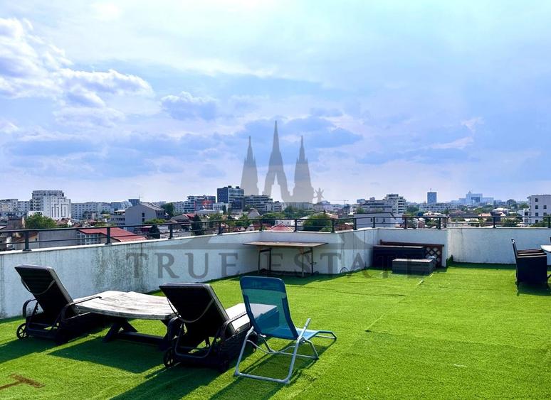 Penthouse cu 3 camere decomandat, mobilat în Matei Voievod