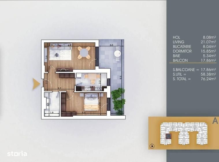 Apartament cu 2 camere decomandat în Central