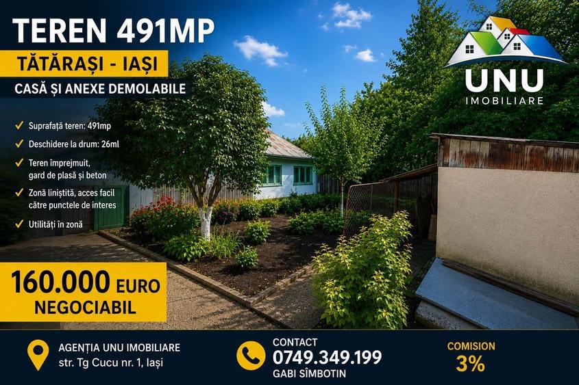 Teren Construcții intravilan de 491 mp, în Tătărași