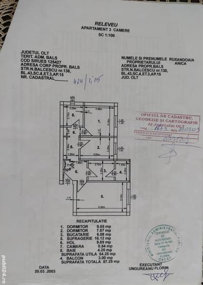 Apartament cu 3 camere decomandat în Central