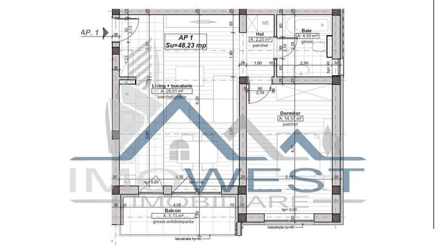 Apartament cu 2 camere semidecomandat în Central