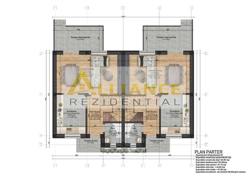 Duplex cu 3 camere cu Canalizare în Berceni