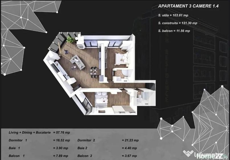 Apartament cu 2 camere decomandat în Tomis Plus