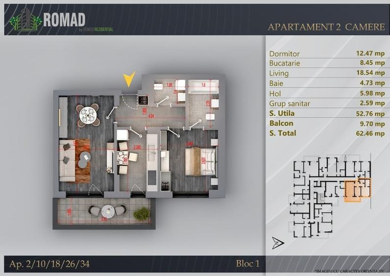 Apartament cu 2 camere în Theodor Pallady