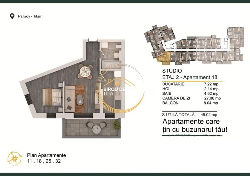 Apartament cu 2 camere în Theodor Pallady