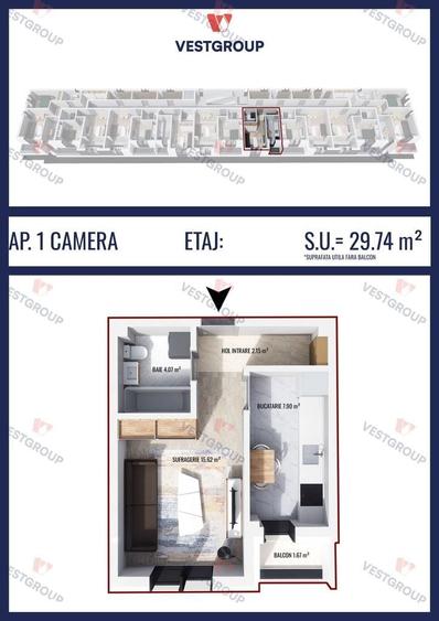 Apartament 1 camera Proiect Weiner 5 Militari Vest Group - 7