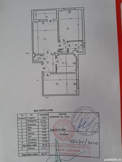 Apartament cu 3 camere semidecomandat în Central