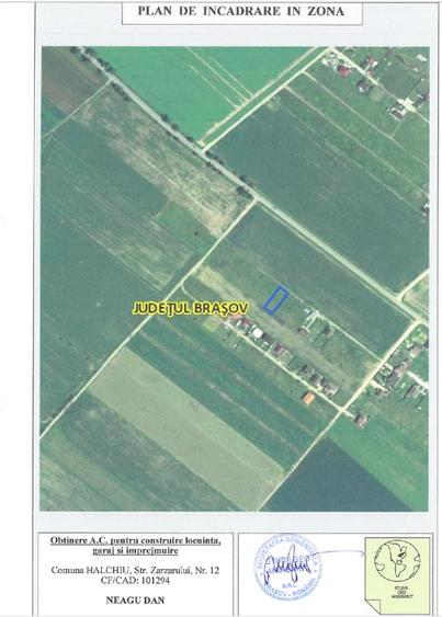 Teren Construcții intravilan de 655 mp, în Hălchiu
