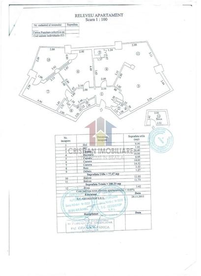 Apartament cu 3 camere decomandat în Central
