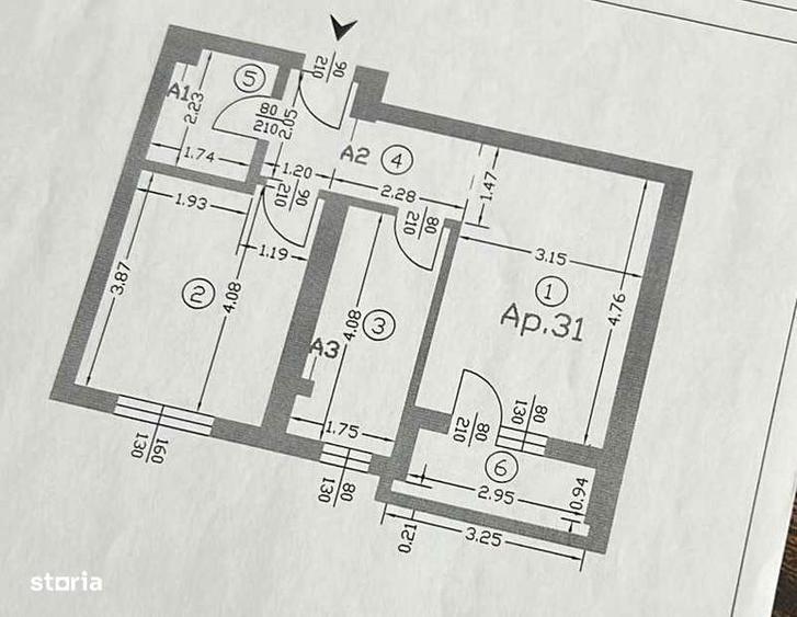 Apartament cu 2 camere în Brănești