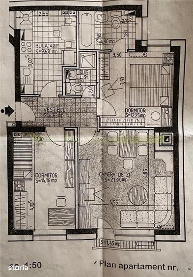 Apartament cu 3 camere decomandat în Primăverii