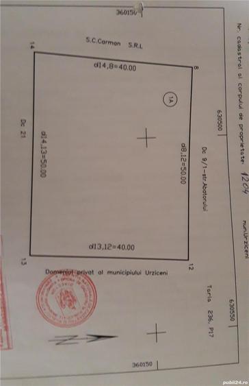 Teren de 2000 mp, în Central