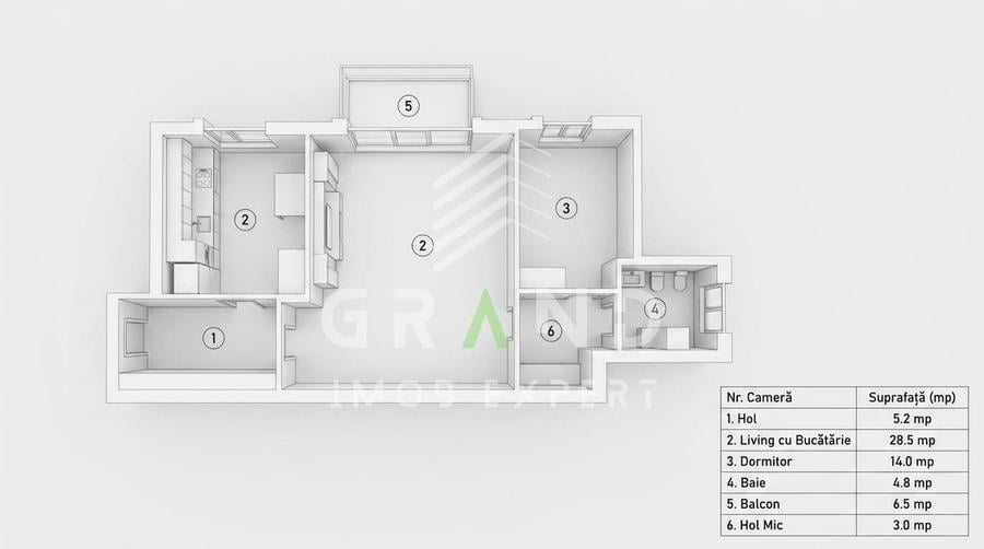 Apartament cu 3 camere decomandat, mobilat în Aurel Vlaicu
