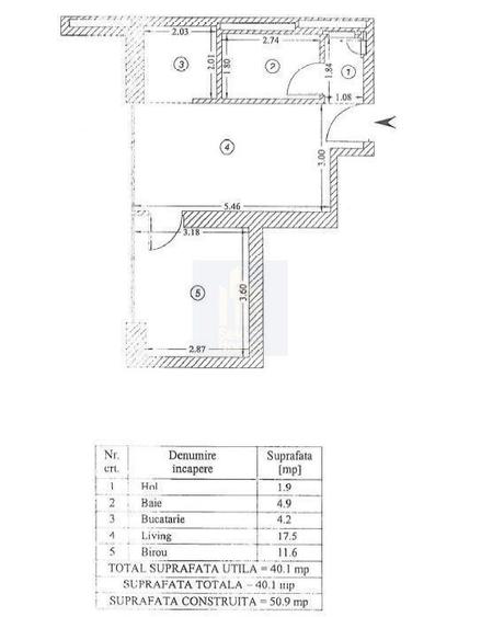 Apartament cu 2 camere, mobilat în Tei