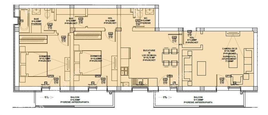 Apartament cu 3 camere decomandat în Șelimbăr