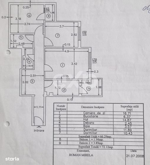 Apartament cu 3 camere decomandat în Găvana