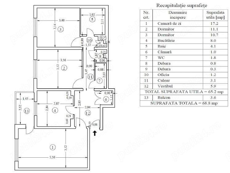Apartament cu 3 camere decomandat în Gorjului
