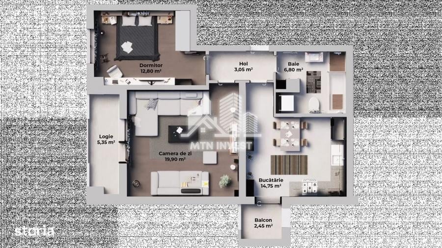 Apartament cu 2 camere decomandat în Cristian