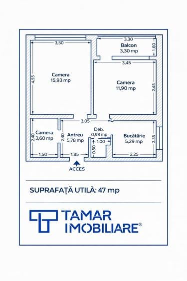 Apartament cu 2 camere decomandat în Romanilor