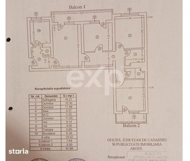 Apartament cu 4 camere semidecomandat în Central