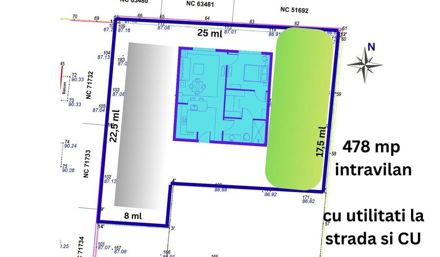 Teren Construcții intravilan de 478 mp, în Tunari