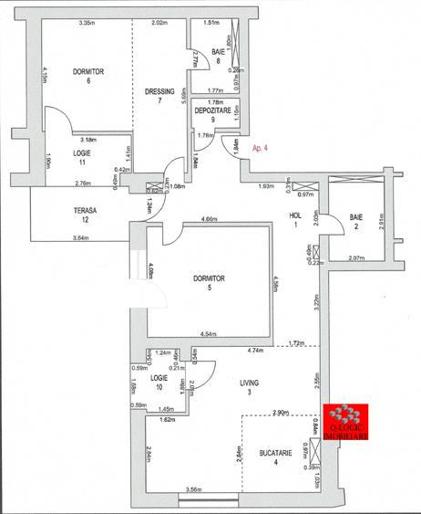 Apartament cu 3 camere semidecomandat în Central