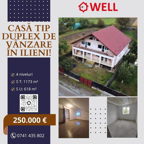 Duplex cu 20 camere cu Teren 1173 Mp în Ilieni