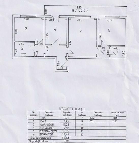 Apartament cu 3 camere în Nicolae Bălcescu