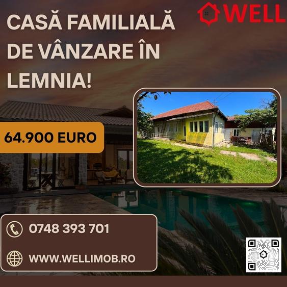 Casă individuală cu 3 camere cu Teren 1849 Mp în Lemnia