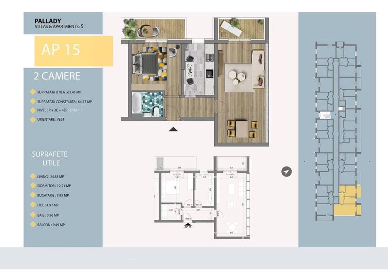 Apartament cu 2 camere decomandat în 1 Decembrie 1918