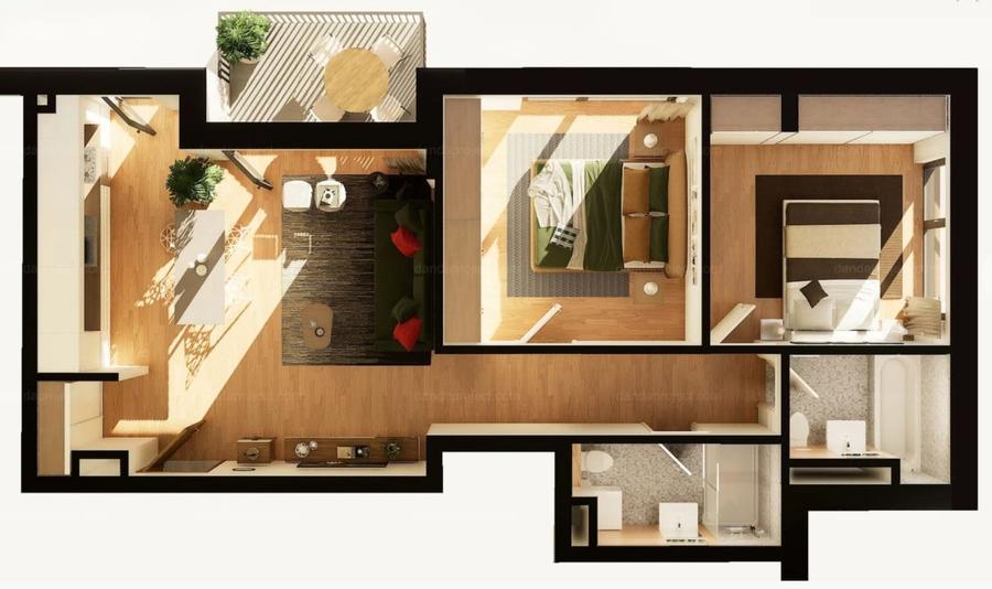 Apartament cu 3 camere semidecomandat în Între Lacuri