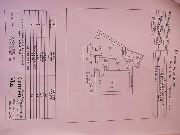 Apartament cu 2 camere decomandat în Central