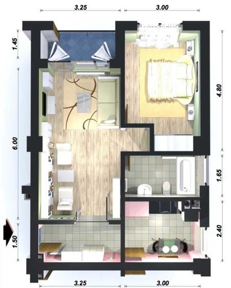 Apartament cu 2 camere semidecomandat în Giulești