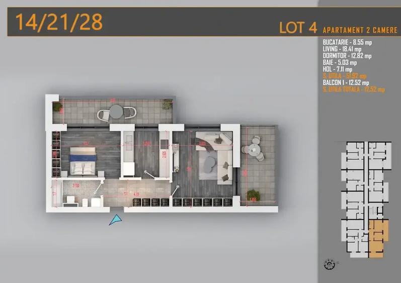 Apartament cu 2 camere decomandat în Theodor Pallady