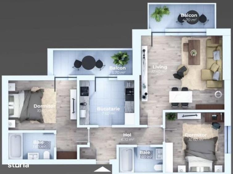 Apartament cu 3 camere decomandat în Măgurele