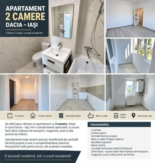 Apartament cu 2 camere decomandat în Bicaz