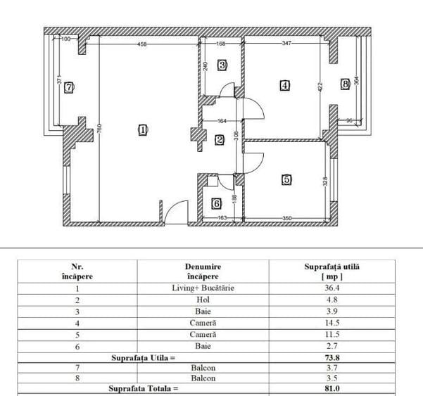 Apartament cu 3 camere decomandat, mobilat în Decebal