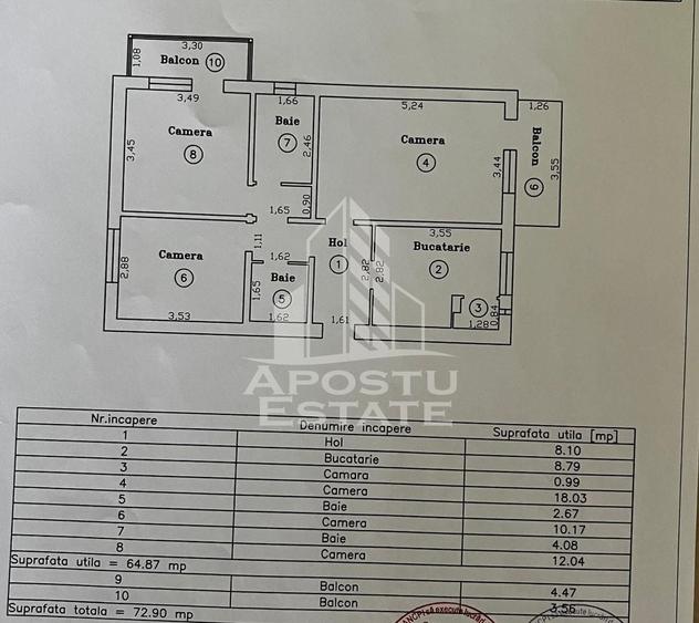 Apartament cu 3 camere decomandat, mobilat în Aradului
