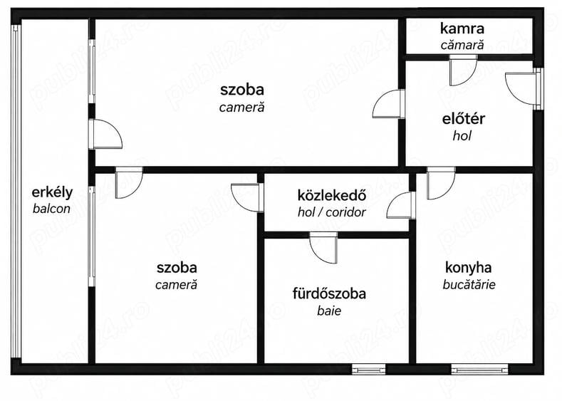 Apartament cu 2 camere decomandat în Est