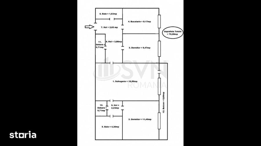Apartament cu 3 camere semidecomandat în Crângași