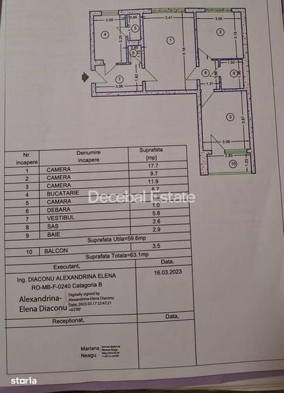 Apartament cu 3 camere semidecomandat în 1 Decembrie 1918