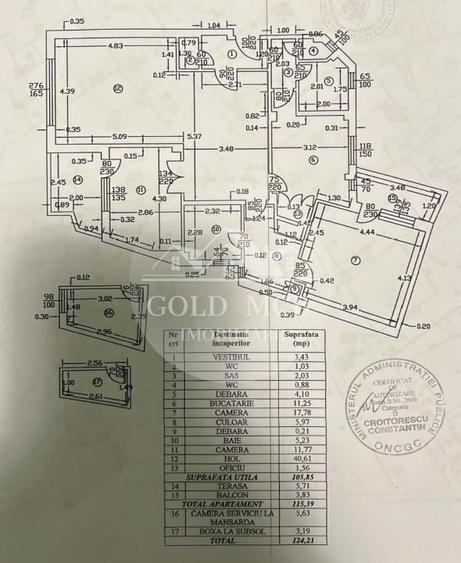 Apartament cu 3 camere circular în P-ța Universității