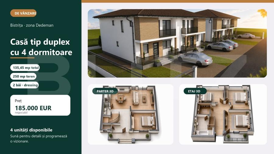 Duplex cu 4 camere cu Canalizare în Sud