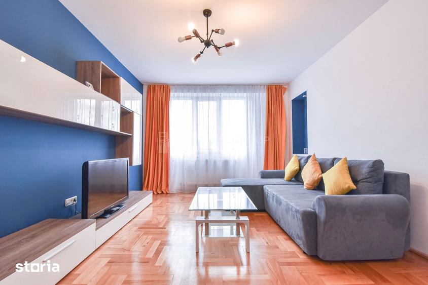 Apartament cu 3 camere semidecomandat, mobilat în Vlahuță