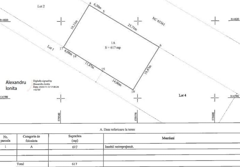 Teren Construcții intravilan de 617 mp, în Central