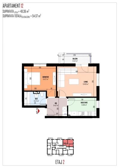 Apartament cu 2 camere decomandat în Haliu